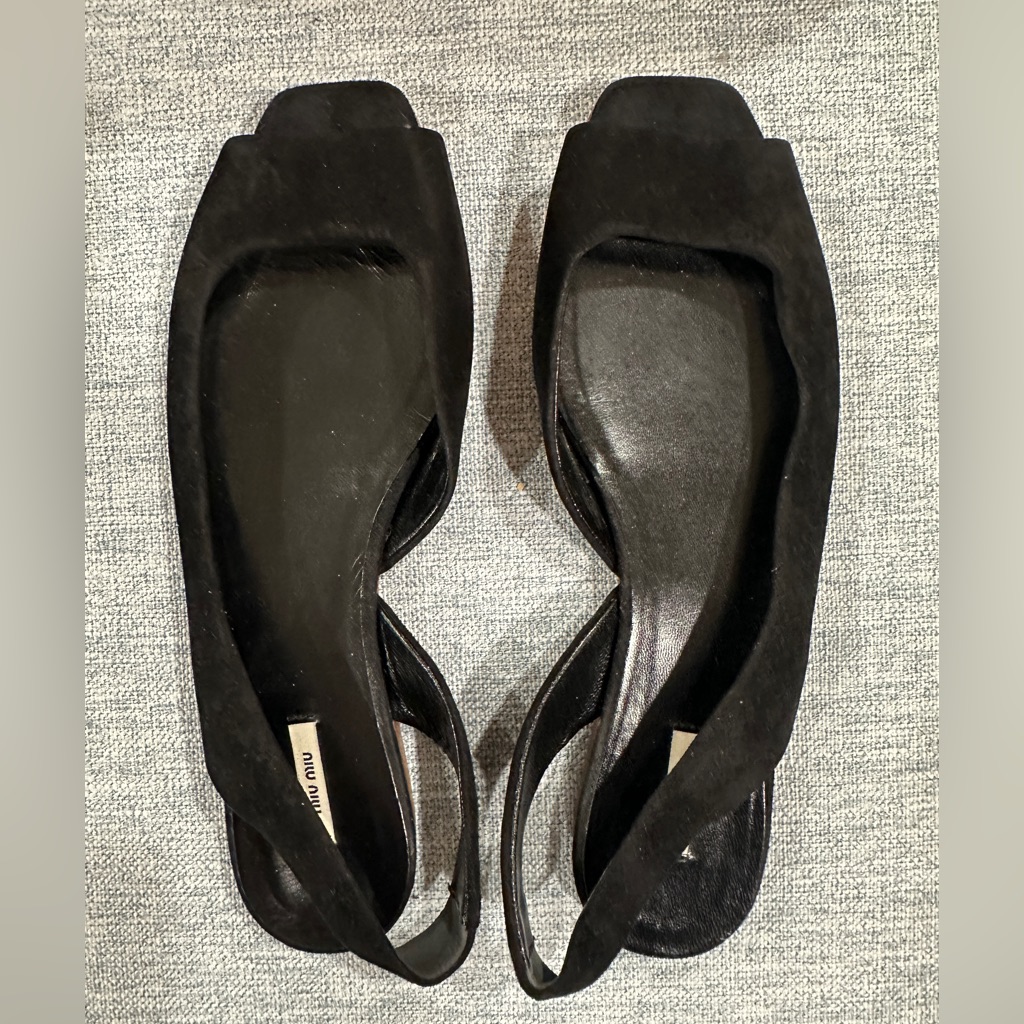 Miu Miu Sling Back Flats In Black